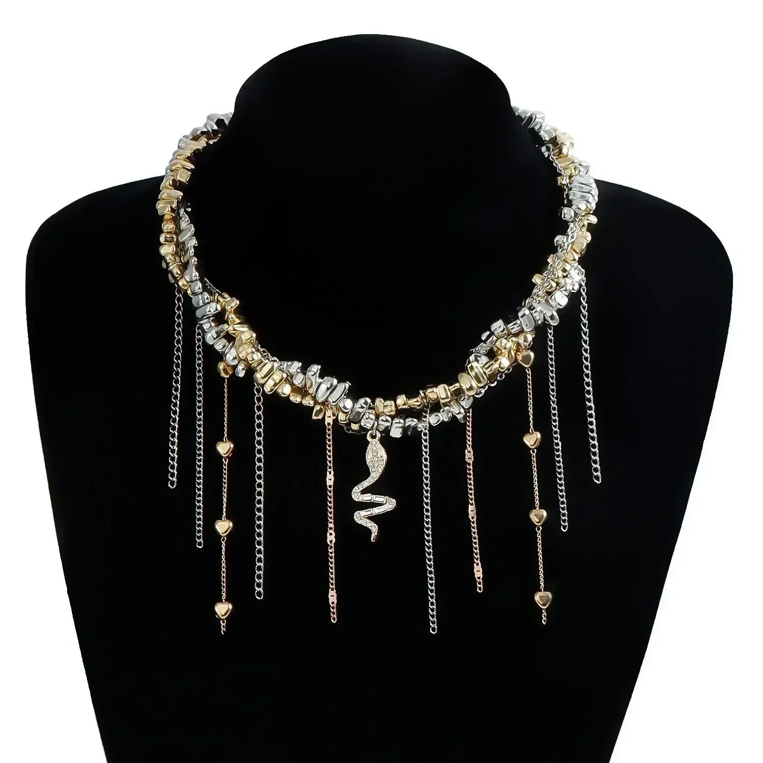 Fashion Heart Beaded Necklace for Women Boho Elegant Irregular Crystal Chain Y2K Choker Exquisite Party Gift Jewelry Accessories